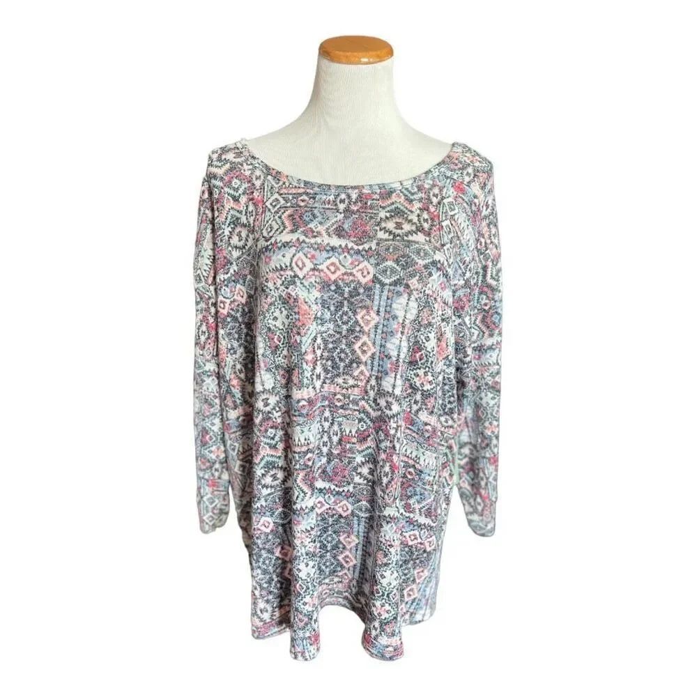 NWT Womens Absolutely Famous Aztec Tribal Print Sweater - Sz 3X